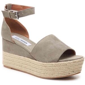 Steve Madden Leather Apollo Women's Taupe Espadrille Wedges 8.5M